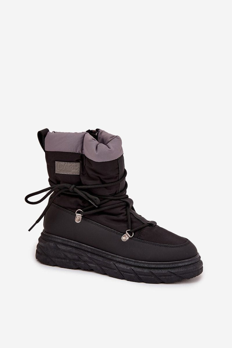 Women's Black Snow Boots with Fur - 
