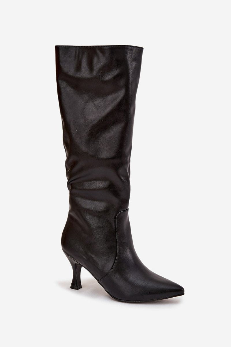 Women's Black Stiletto Heel Boots - 