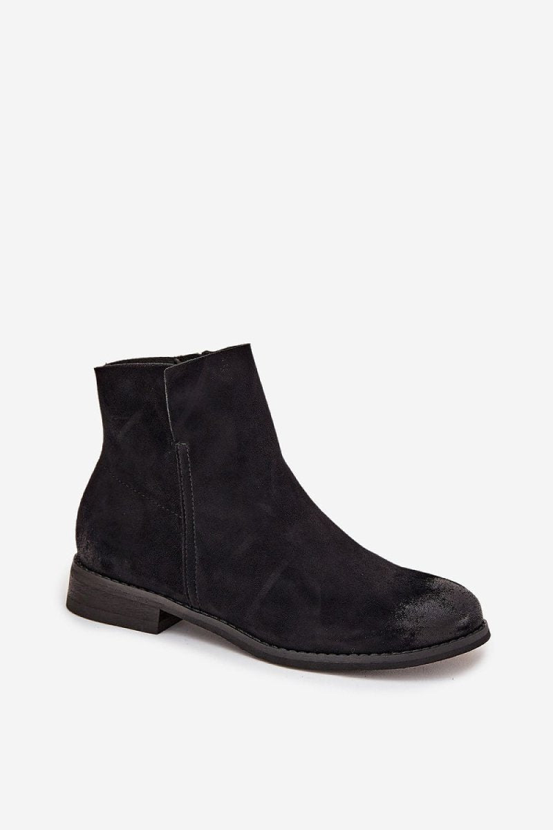 Women's Black Suede Ankle Boots - 