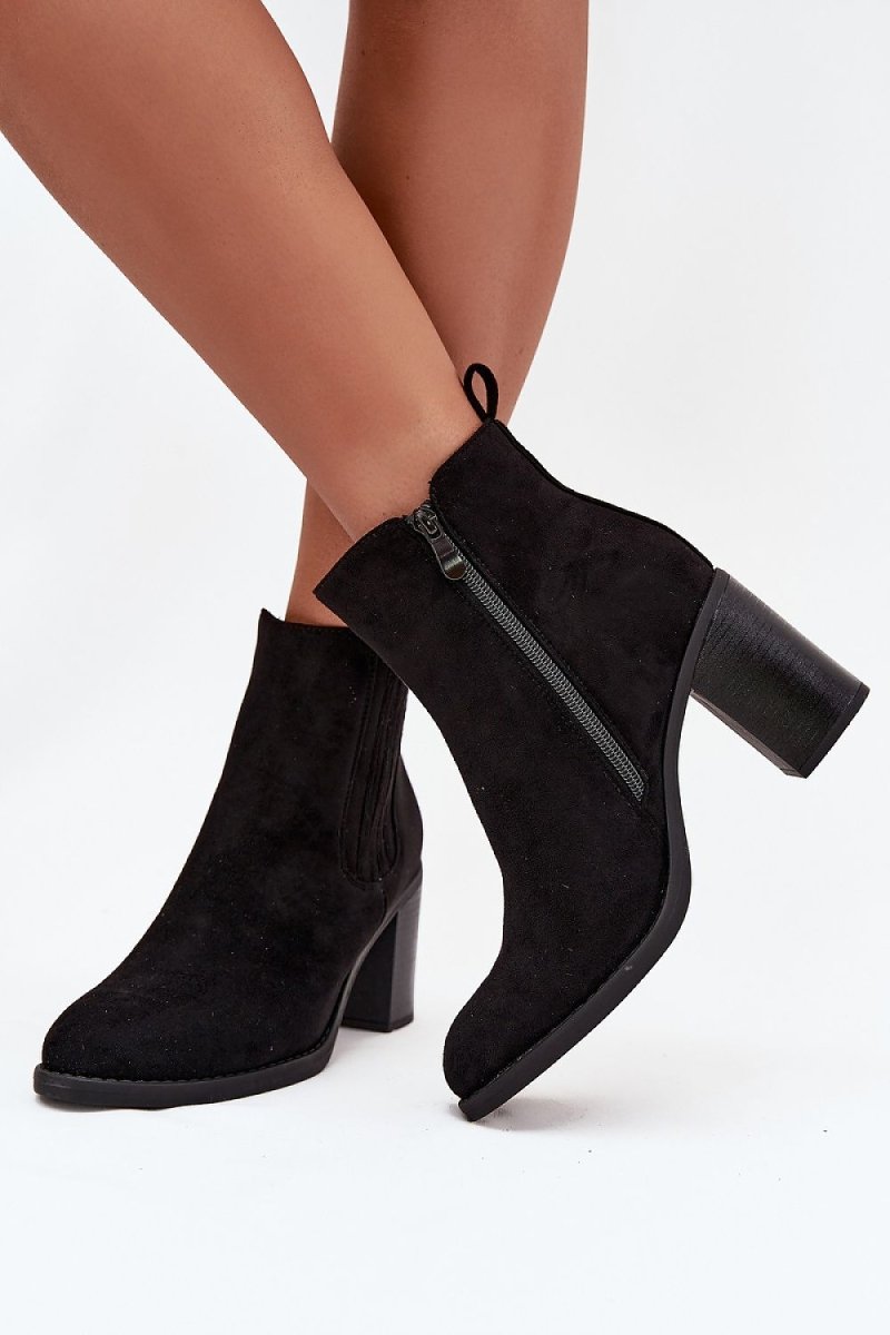 Women's Black Suede Ankle Boots - 