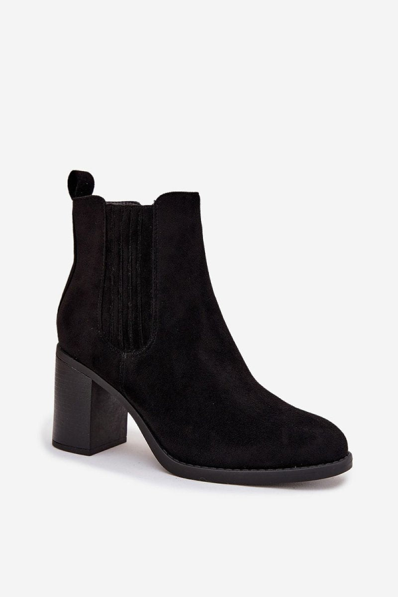 Women's Black Suede Ankle Boots - 