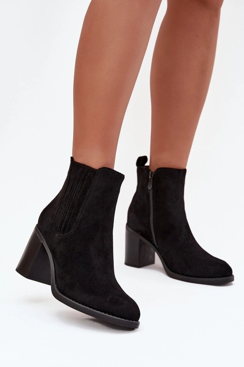 Women's Black Suede Ankle Boots - 