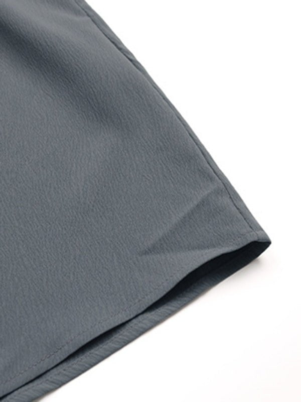 Women's Button Long Sleeve Solid Color Shirt Dress - Casual Dress