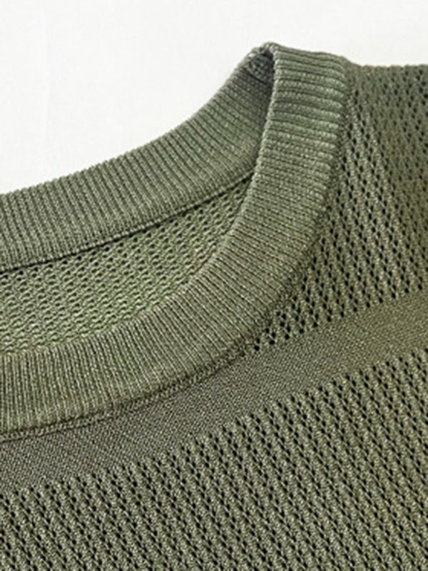 Women's casual solid color short - sleeved sweater two - piece set - Short Suit