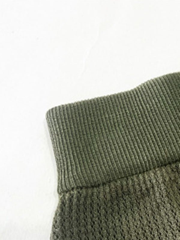 Women's casual solid color short - sleeved sweater two - piece set - Short Suit