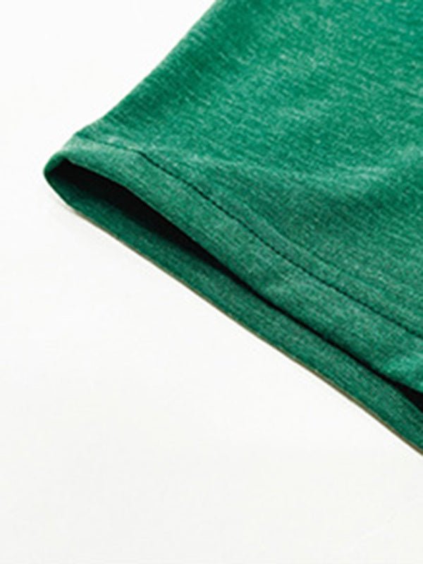 Women's casual solid color short - sleeved V - neck T-shirt - Top
