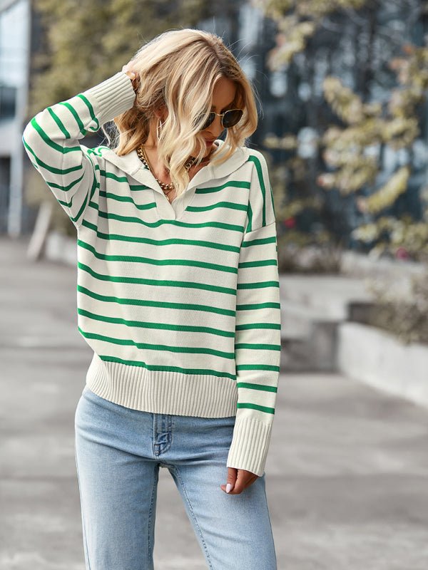 Women's casual stripe soft and comfortable warm top - Outerwear