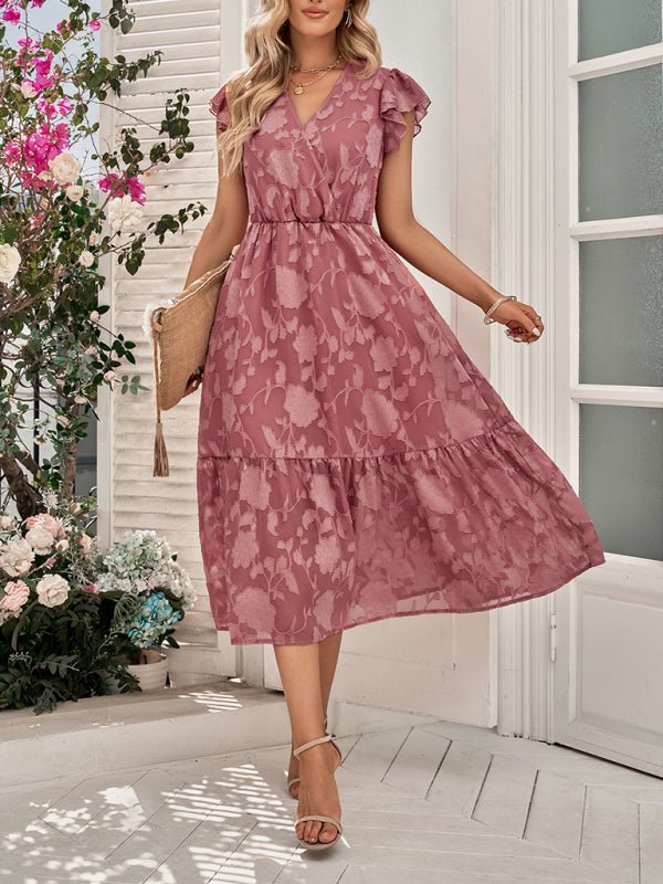 Women's Casual V Neck Floral Sleeveless Long Dress - Formal Dress