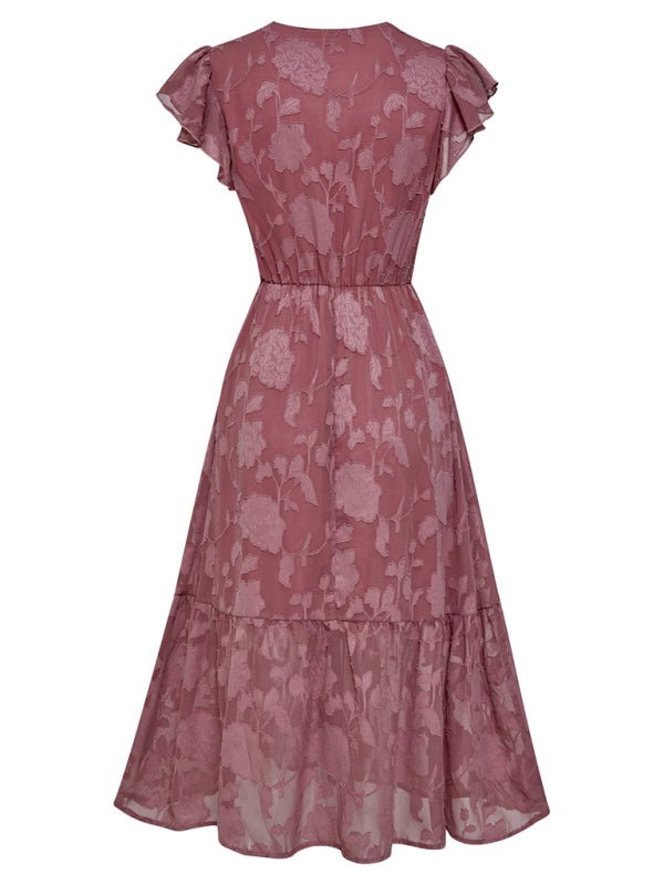 Women's Casual V Neck Floral Sleeveless Long Dress - Formal Dress