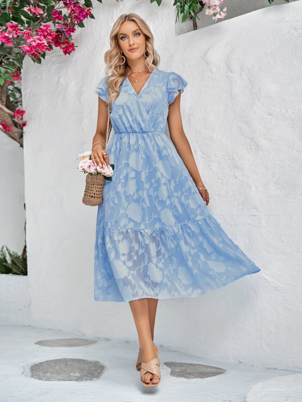 Women's Casual V Neck Floral Sleeveless Long Dress - Formal Dress