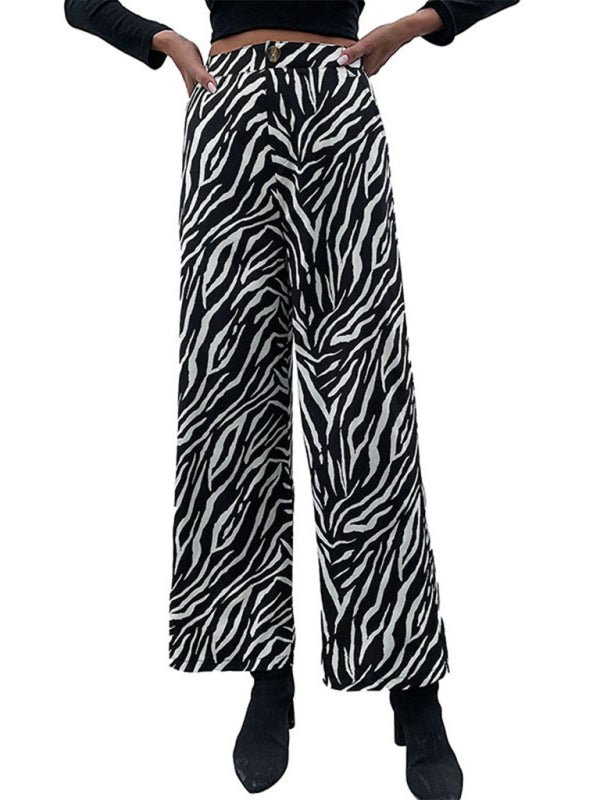 Women's commuter zebra print wide leg pants - Bottoms