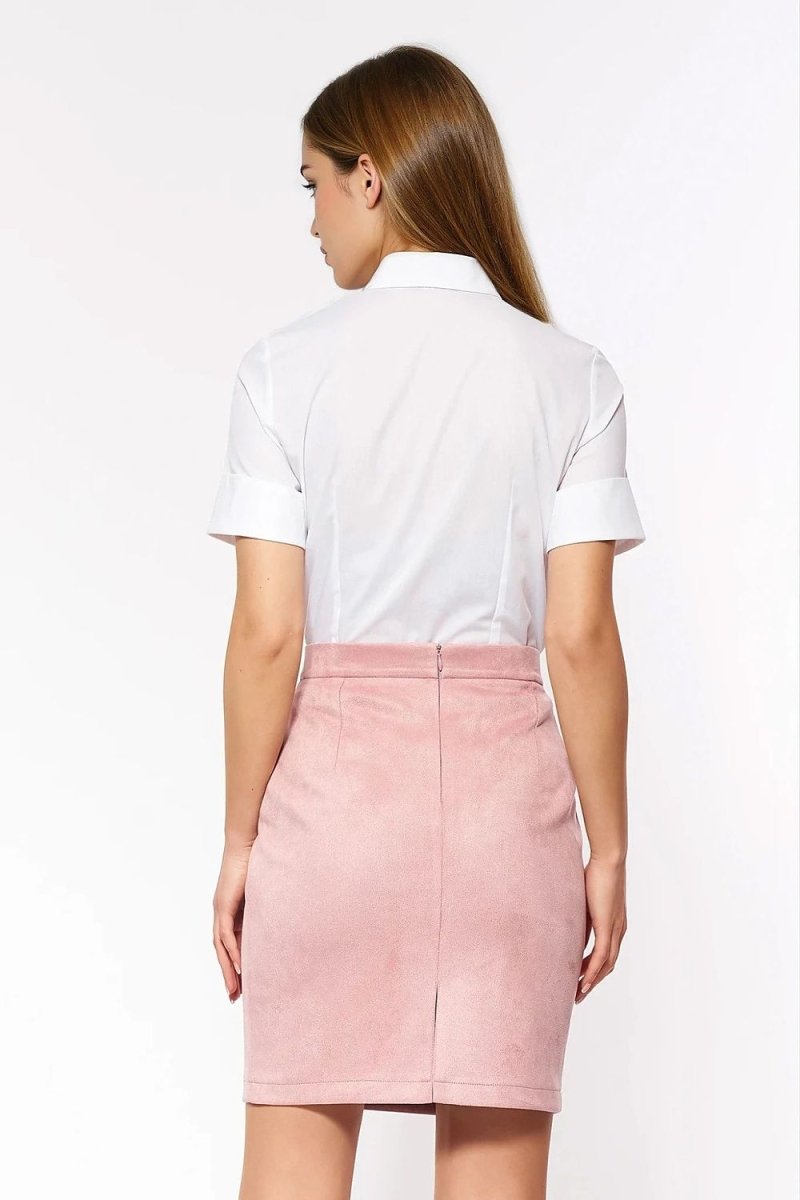 Women's Cotton Blend Shirt with Pleats - 