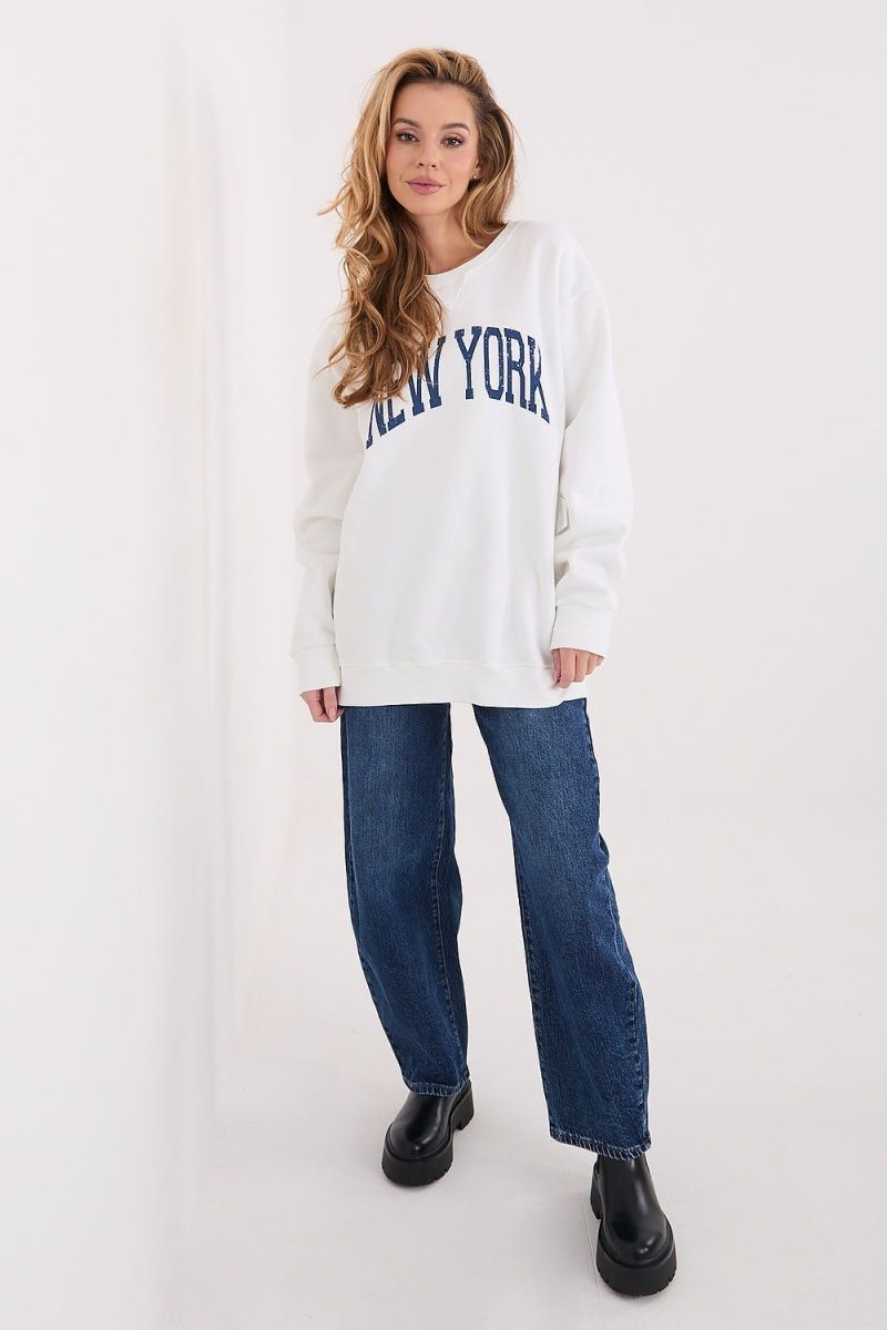 Women's Cotton Blend Slogan Sweatshirt - 