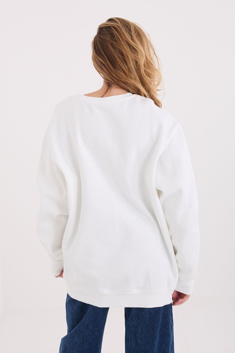 Women's Cotton Blend Slogan Sweatshirt - 