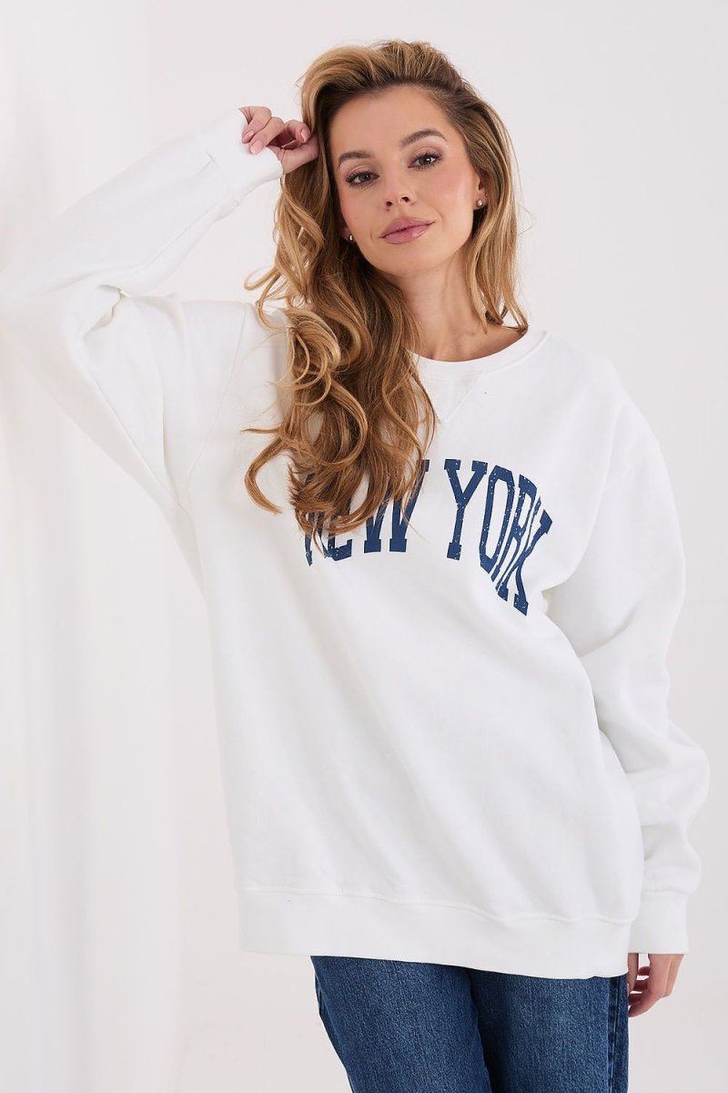 Women's Cotton Blend Slogan Sweatshirt - 