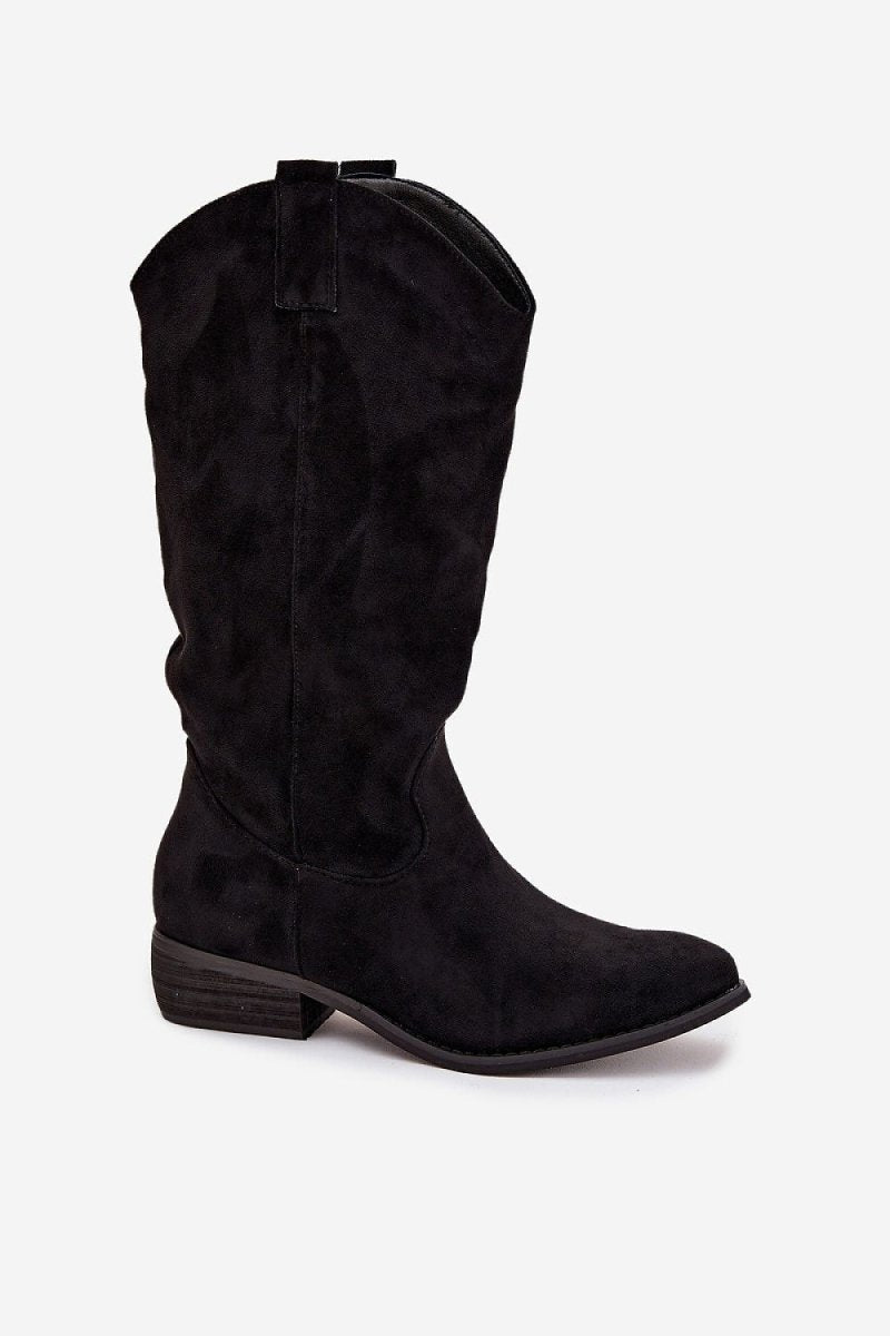 Women's Cowboy Suede Heel Boots - 