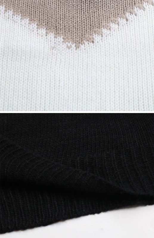 Women's Crew Neck Colorblock Pullover Sweater - Outerwear