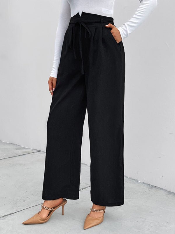 Women's elastic elastic loose wide leg long pants - Bottoms