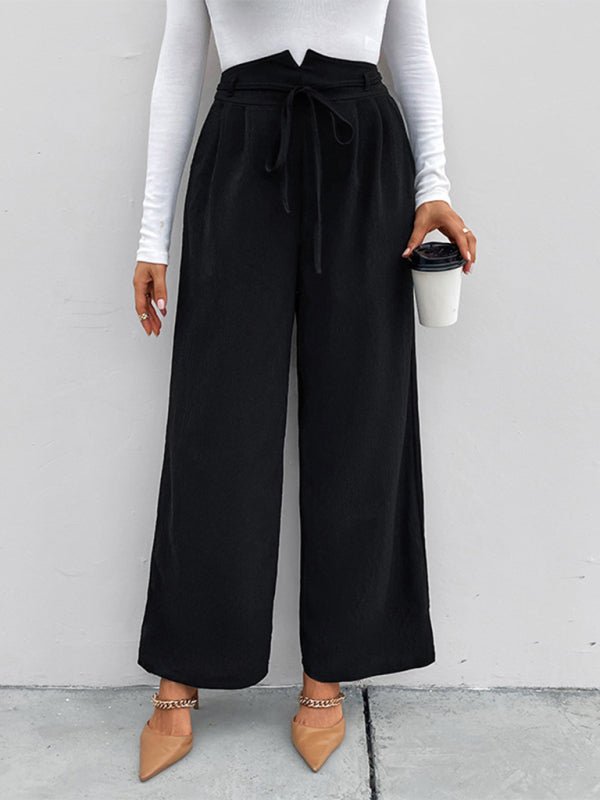 Women's elastic elastic loose wide leg long pants - Bottoms
