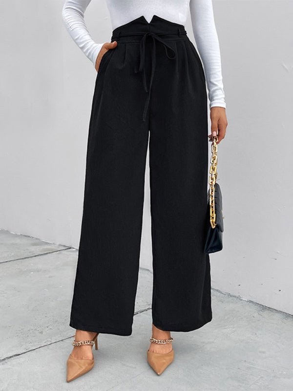 Women's elastic elastic loose wide leg long pants - Bottoms
