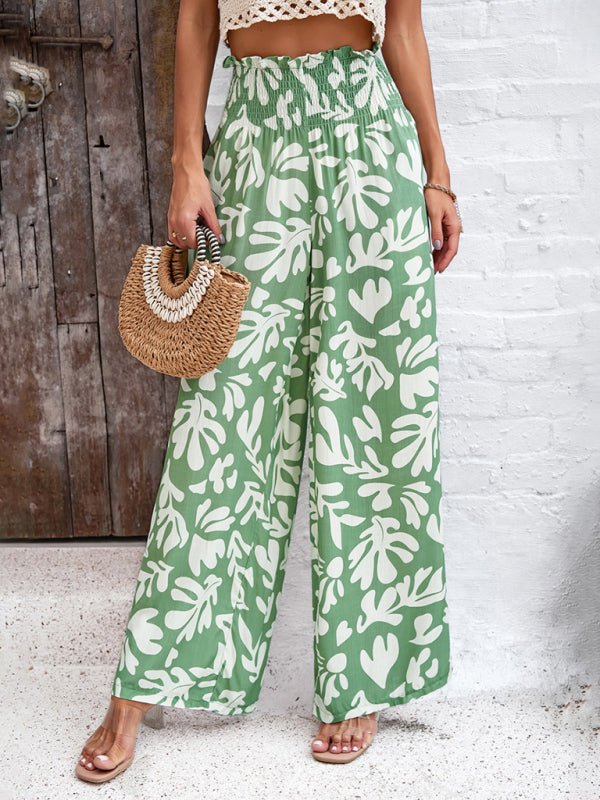 Women's elegant geometric print loose trousers - Bottoms