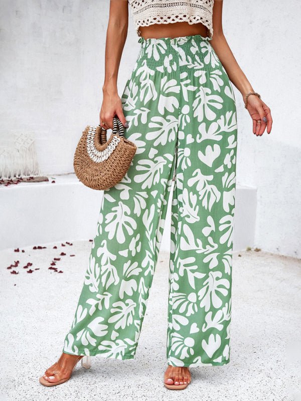 Women's elegant geometric print loose trousers - Bottoms