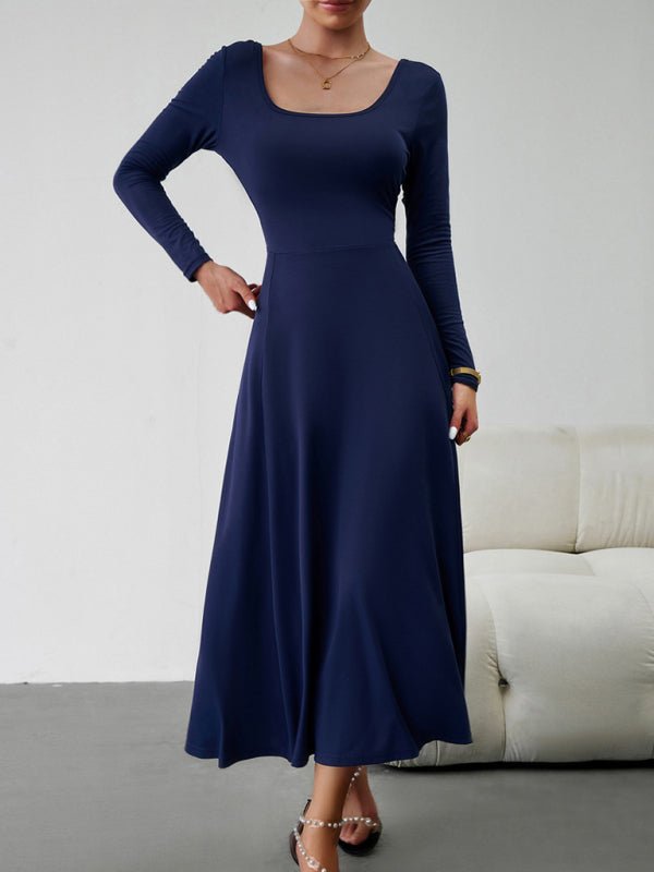 Women's Fashion Casual Elegant Waisted Long Sleeve Dress - Formal Dress