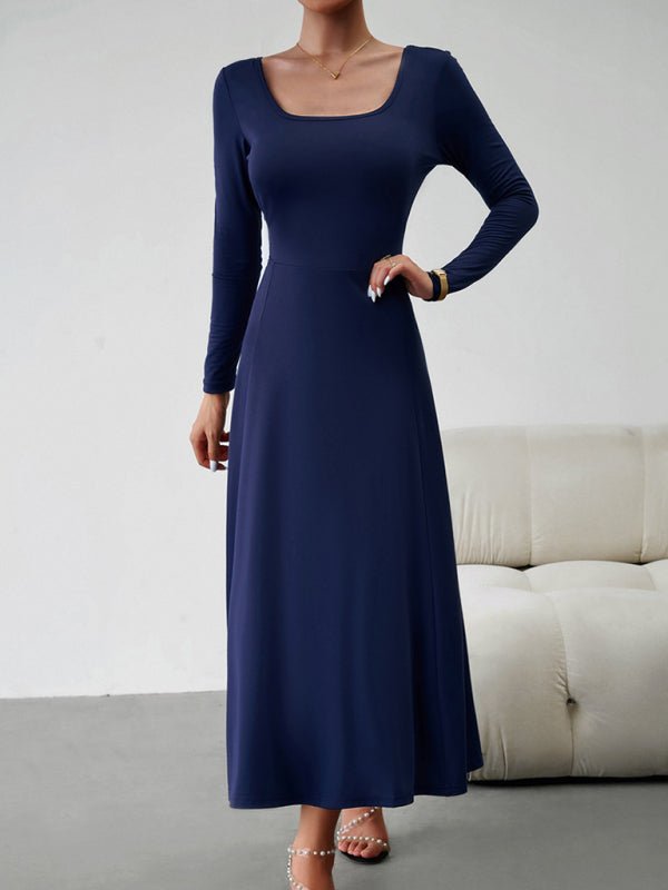 Women's Fashion Casual Elegant Waisted Long Sleeve Dress - Formal Dress
