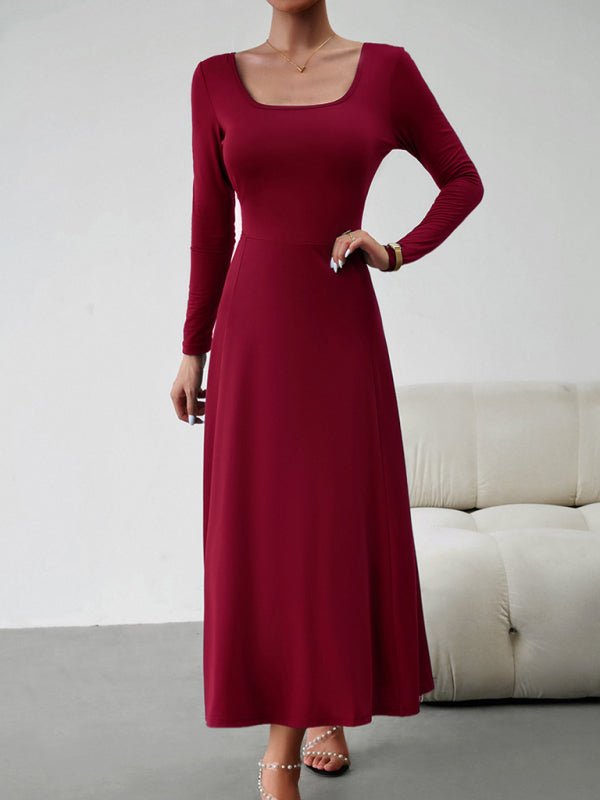 Women's Fashion Casual Elegant Waisted Long Sleeve Dress - Formal Dress
