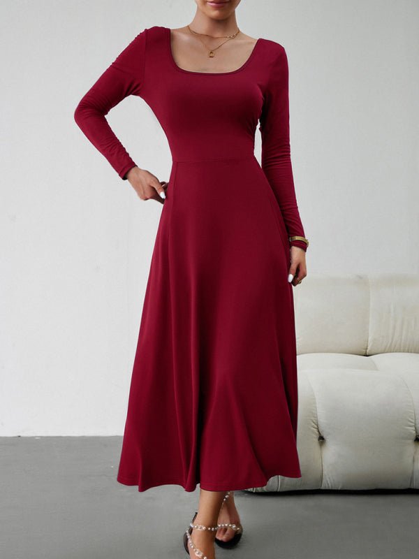 Women's Fashion Casual Elegant Waisted Long Sleeve Dress - Formal Dress