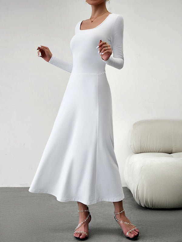 Women's Fashion Casual Elegant Waisted Long Sleeve Dress - Formal Dress