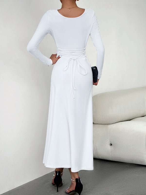 Women's Fashion Casual Elegant Waisted Long Sleeve Dress - Formal Dress