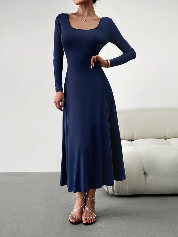 Women's Fashion Casual Elegant Waisted Long Sleeve Dress - Formal Dress