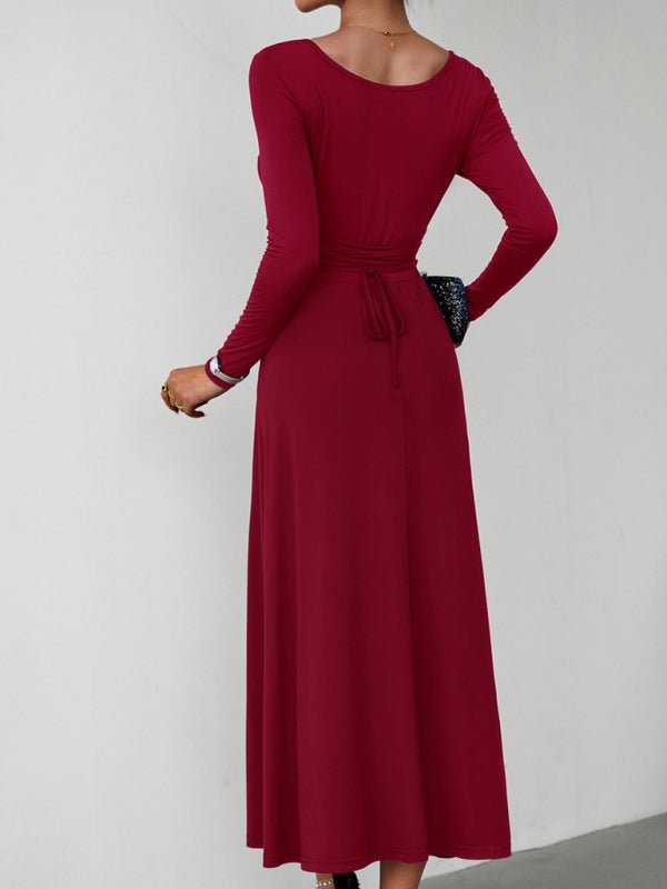 Women's Fashion Casual Elegant Waisted Long Sleeve Dress - Formal Dress