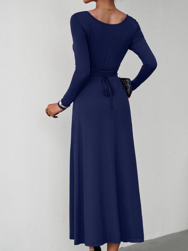 Women's Fashion Casual Elegant Waisted Long Sleeve Dress - Formal Dress