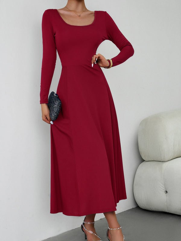 Women's Fashion Casual Elegant Waisted Long Sleeve Dress - Formal Dress