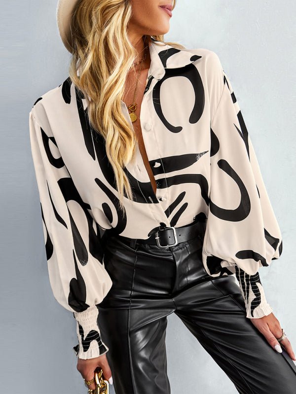 Women's fashion commuter long sleeve versatile Shirt Top - Top