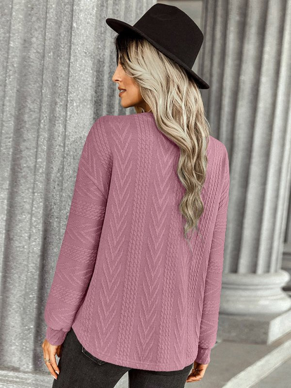 Women's fashion loose solid color over knit - Top
