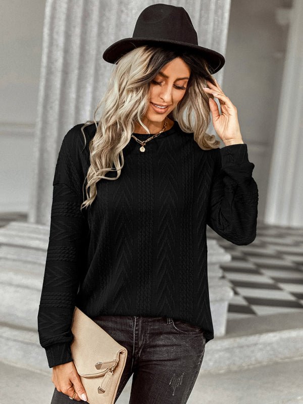 Women's fashion loose solid color over knit - Top