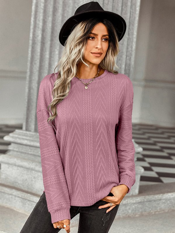 Women's fashion loose solid color over knit - Top