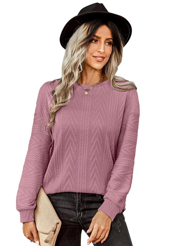 Women's fashion loose solid color over knit - Top