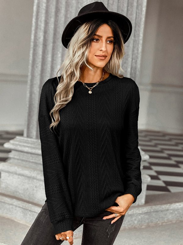 Women's fashion loose solid color over knit - Top