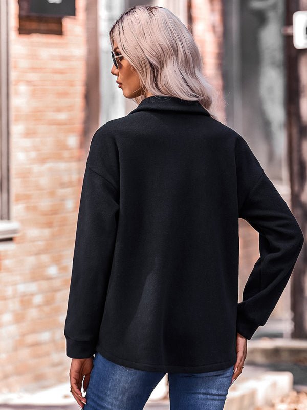 Women's fashion patchwork contrast loose coat - Outerwear