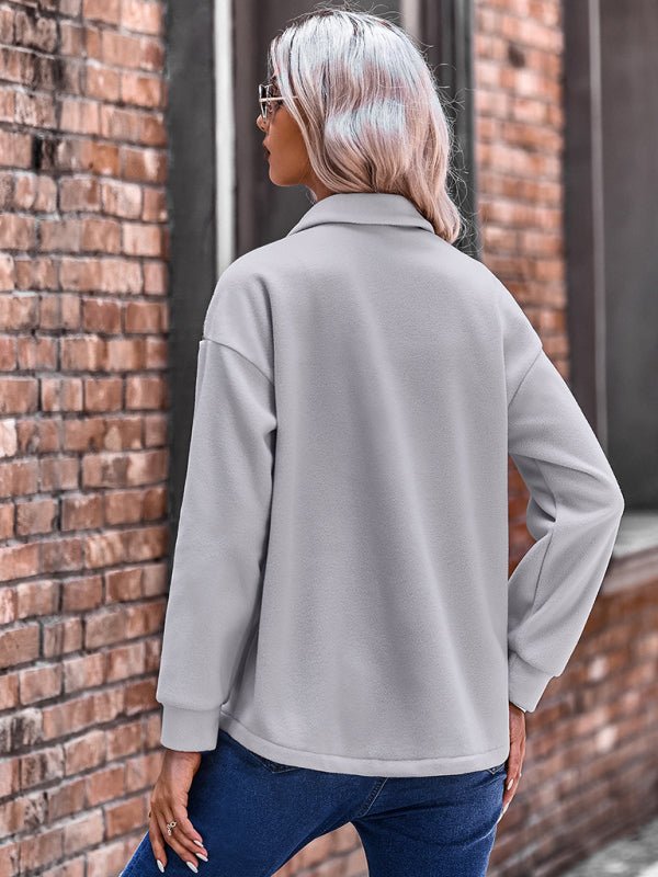 Women's fashion patchwork contrast loose coat - Outerwear