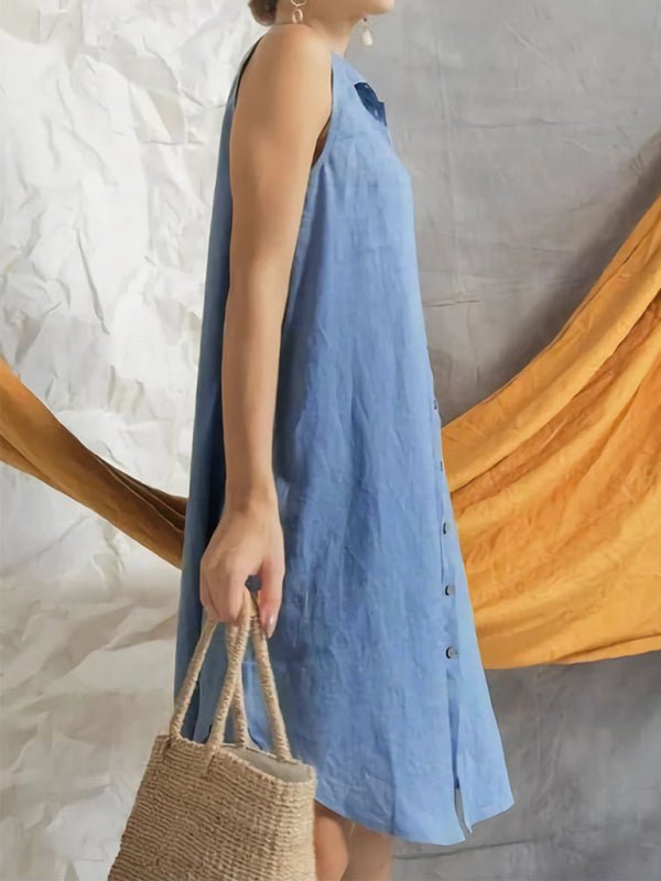 Women's Fashion Solid Color Loose Shirt Skirt - Vacation Dress