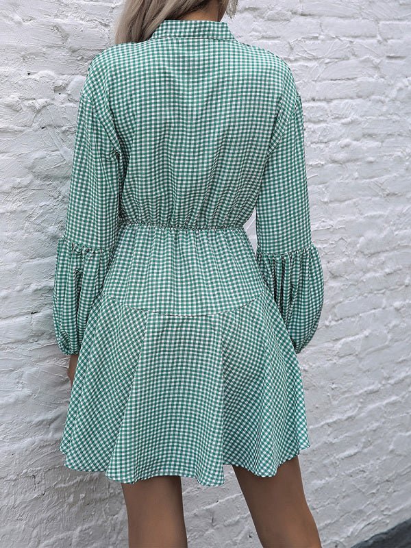 Women's fashion standing collar leopard print dress - Day Dress