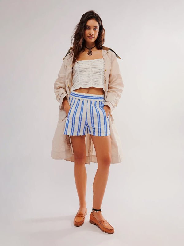 Women's Fashion Striped Casual Shorts - Bottoms