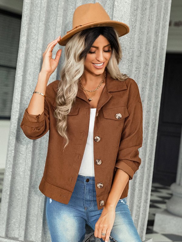 Women's fashion versatile jacket corduroy jacket - Outerwear