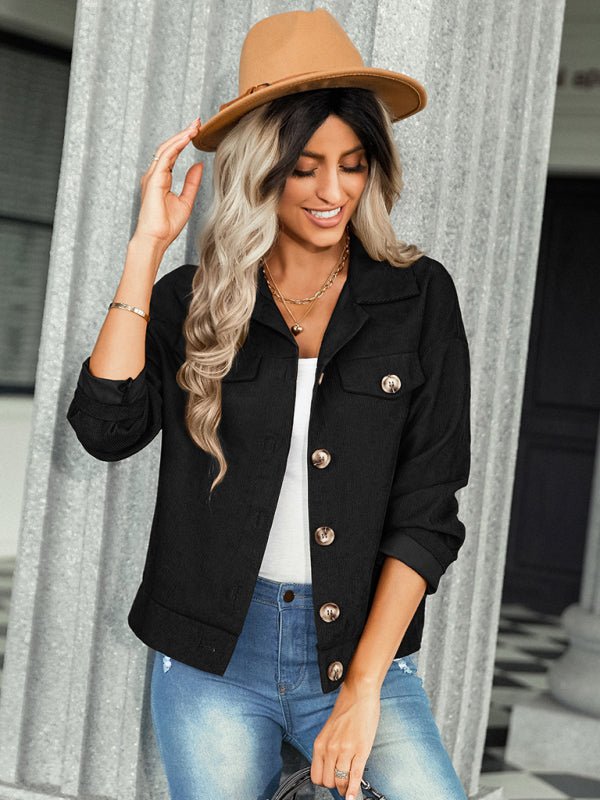 Women's fashion versatile jacket corduroy jacket - Outerwear