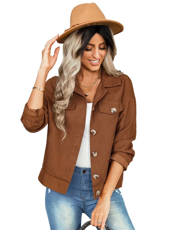 Women's fashion versatile jacket corduroy jacket - Outerwear